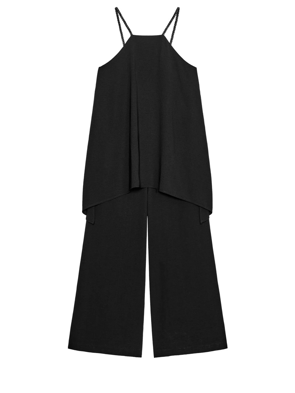 Zara double layer braided jumpsuit in black - large